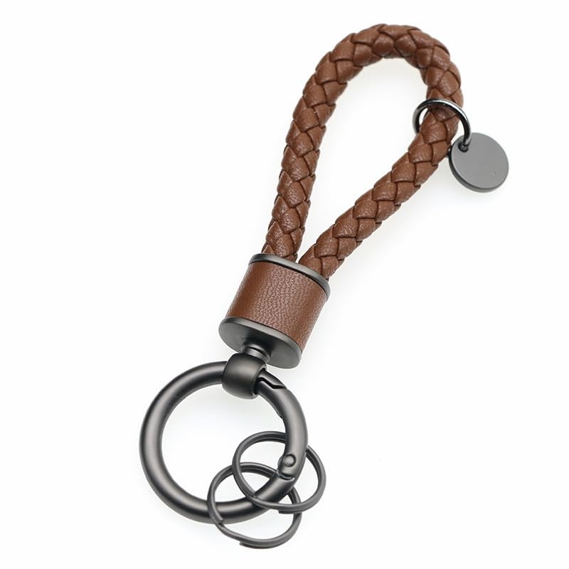Rockyu Braided Leather Car Keychain for Men and and Perfect Gift for Anniversary or Available in and Pink Plate with Women, Simple, Stylish,