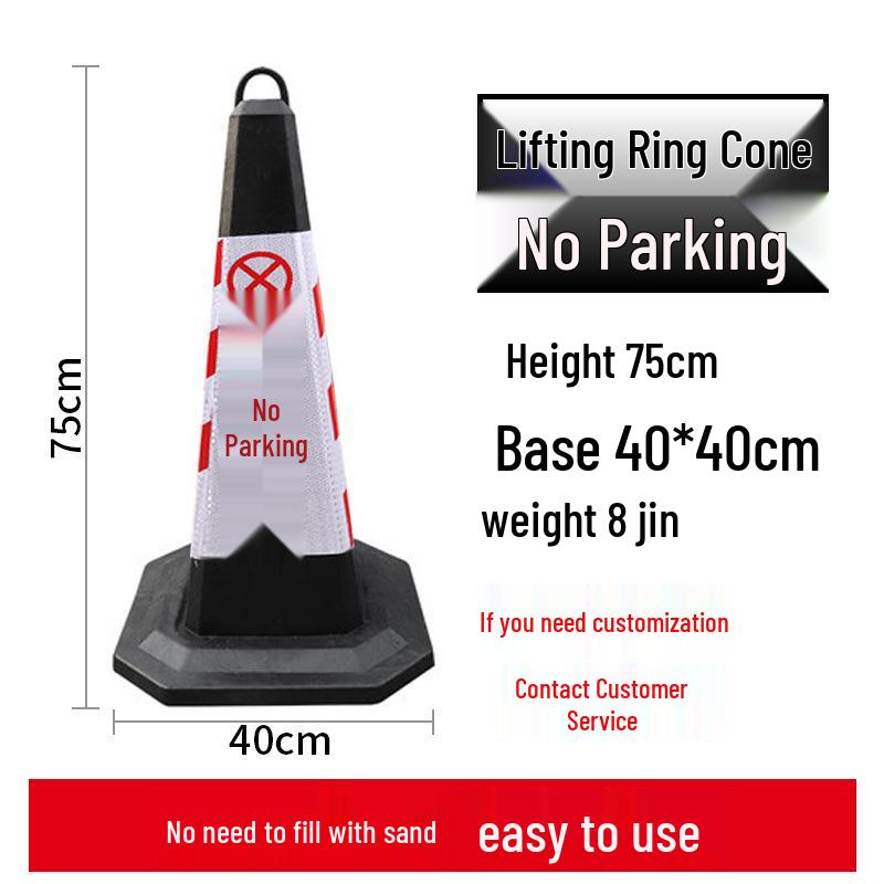 70cm Reflective Rubber and PVC Traffic Cone - No Parking Ice Cream Cone Design