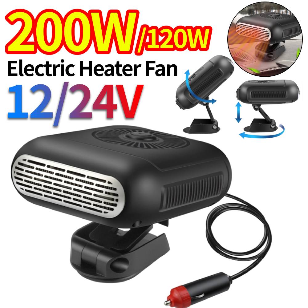 12V 120W/24V 200W Electric Car Heater Air Cooler Fan Portable Demister Defroster Heating Dryer Windshield Defogging Accessroies