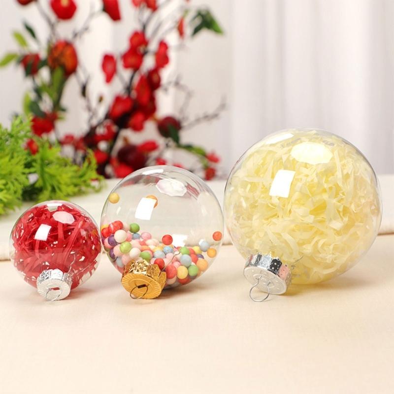 6Pcs/lot Clear Empty Christmas Ball Ornaments with Removable Gold/Silver Metal Hangers Great for Wedding Party Holiday