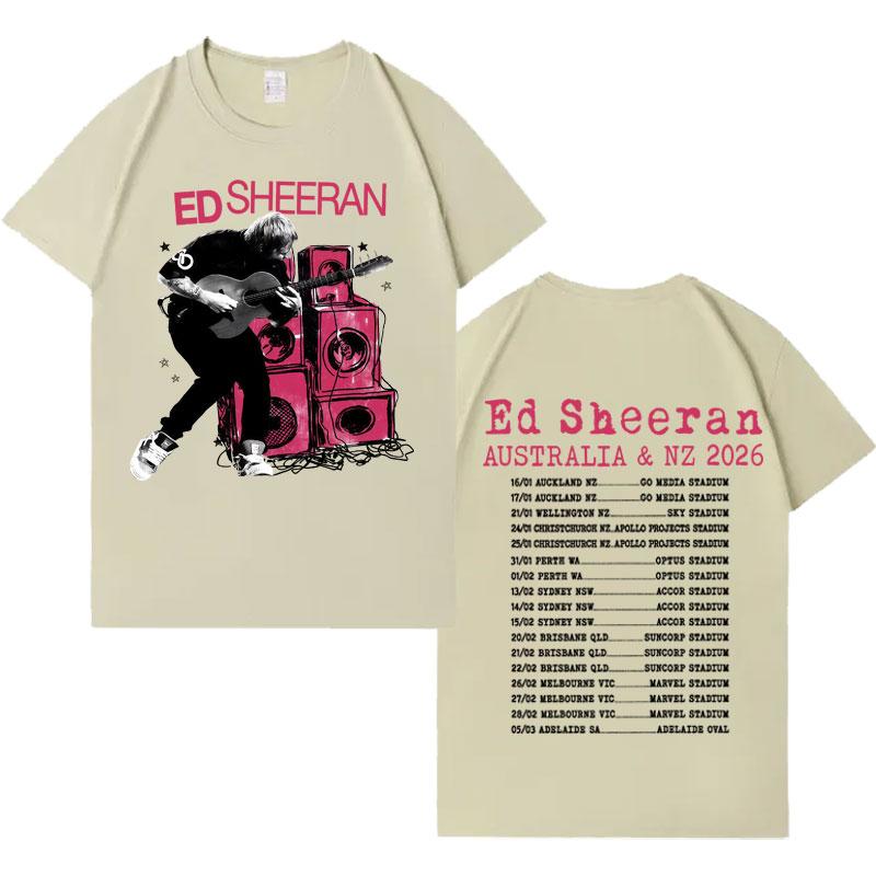 2026 Australian Punk Music Tour Ed Sheeran Double Sided Print Trendy Tshirts Hipster Mens Womens Cotton Crewneck Loose T Shirts