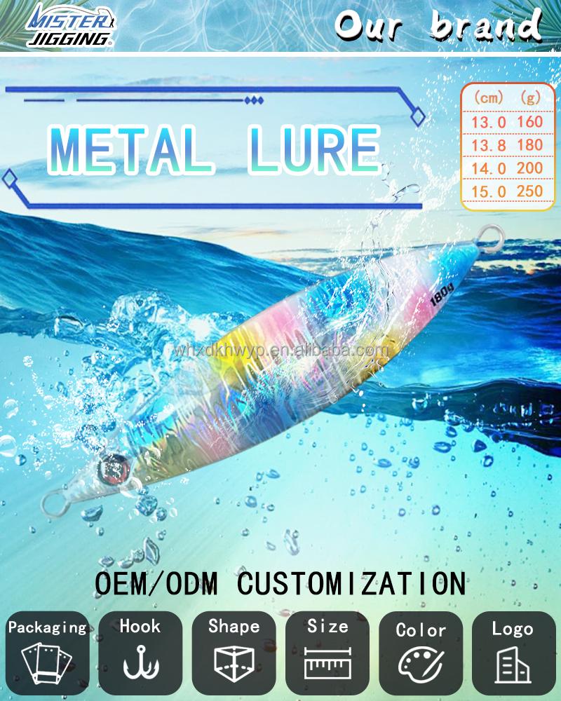 MISTER JIGGING 180g 250g Luminous Slow Pitch Jig Lure Deep Sea Fishing Lures Metal Jig for Saltwater
