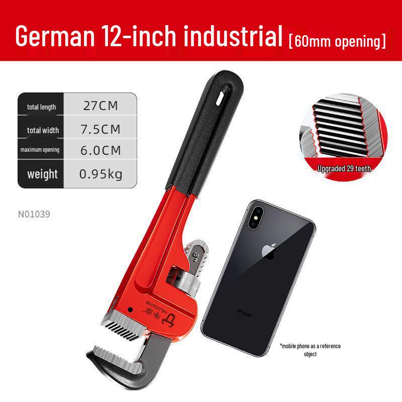 German Style Heavy Duty Pipe Wrench and Universal Water Pump Pliers – Large Opening, High Hardness for Plumbing Installation