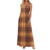 Women Sleeveless Plaid Maxi Dress Casual Loose Fit Summer Beach Dress with Pockets Lightweight Comfortable Sundress