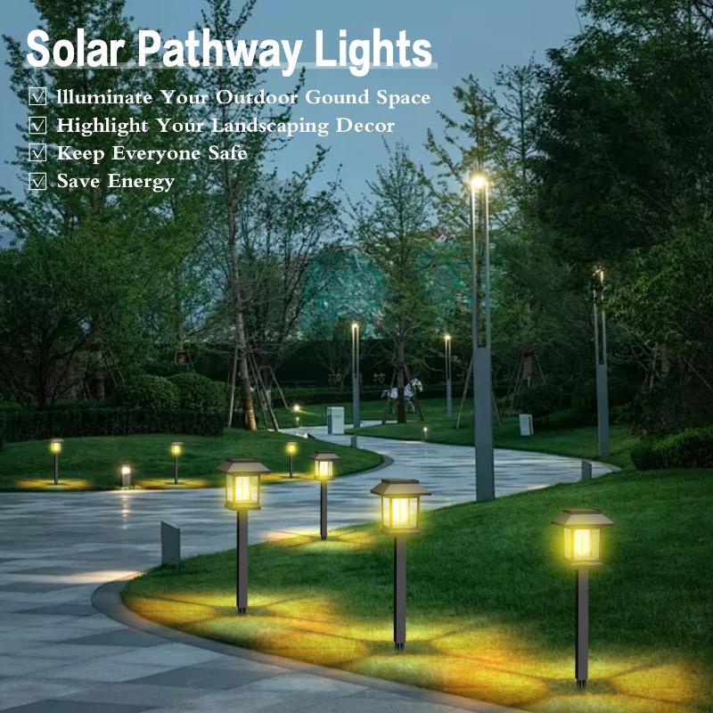 2-12 Piezas Luz LED Solar para Jardín Exterior Lámpara de Césped para Jardín Villa Patio Parque Patio Iluminación Decorativa de Paisaje