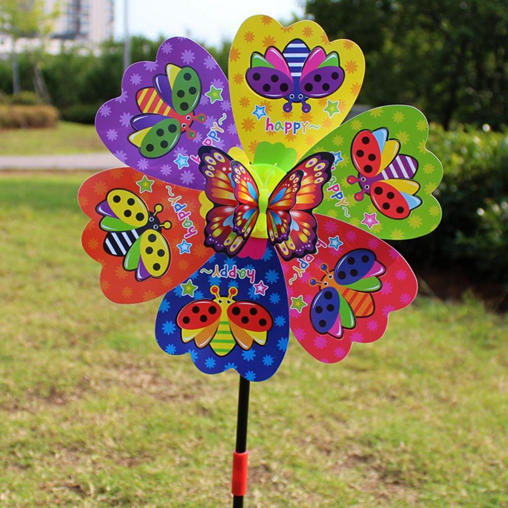 Colorful Plastic Dance Butterfly Windmill Standing Lawn Flower Pinwheel  Outdoor Party Picnic Decor