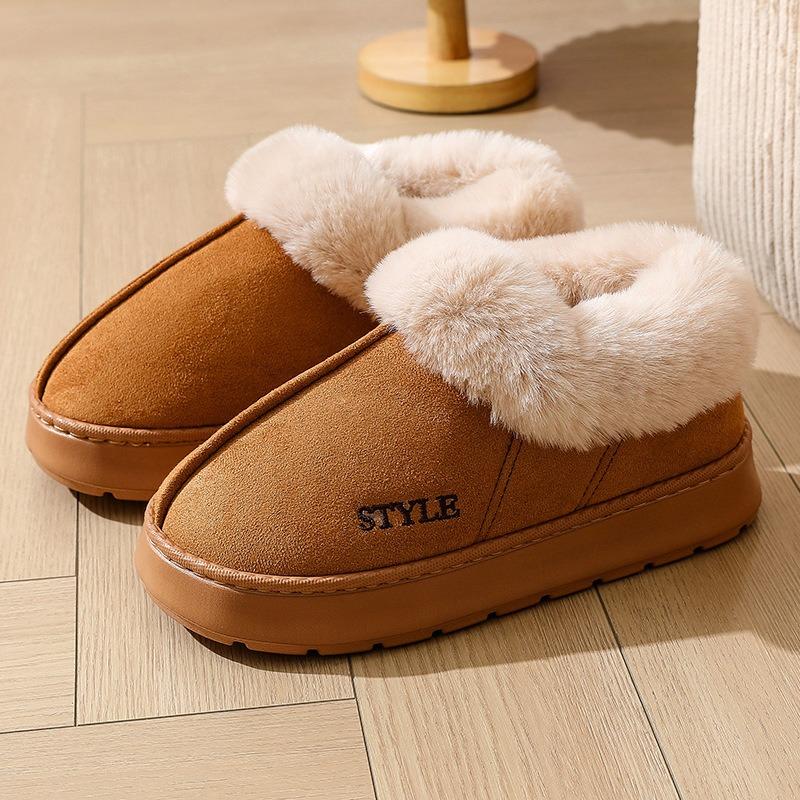 All-inclusive Suede Cotton Slippers Home Thickened Thermal Bag Heel Confinement Shoes EA Non-slip Snow Boots