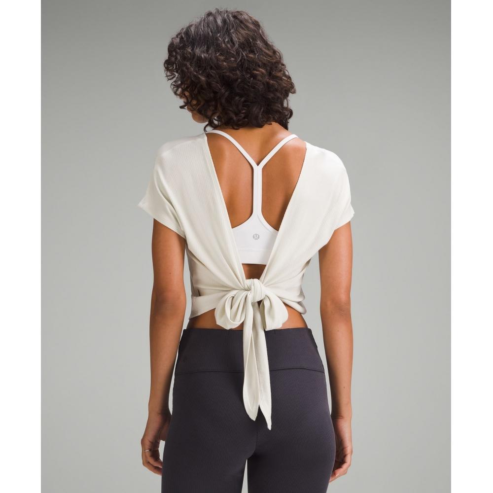 Lululemon Adjustable Ties Short Sleeve Shirt Bone