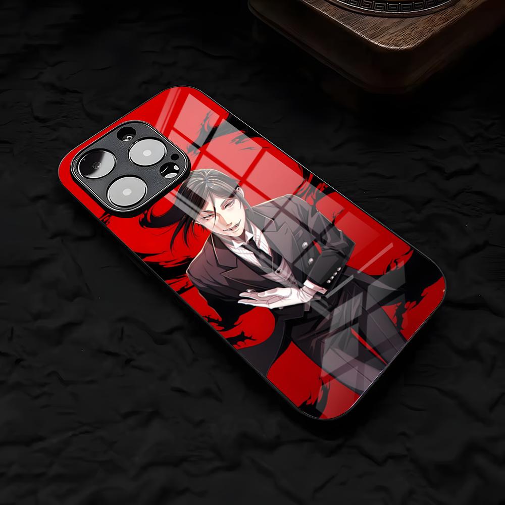 Anime Black B-Butler Phone Case For IPhone 17 Air 16 E Pro Max 15 14 13 Mini 12 Pro 11 Max Plus Black Glass Cover