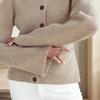 Ladies Premium Solid Sweater Jacket Elegant Fashion High Waist Slim Sweater Cardigan Round Neck Loose Long Sleeve Button Cardigan Coat with Pockets
