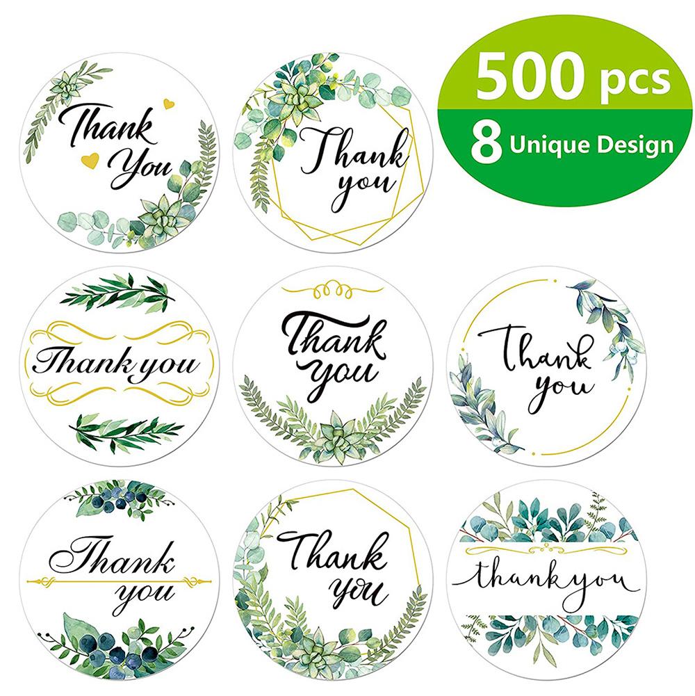 50-500Pcs High-Quality Green High-Quality Leaves High-Quality Thank High-Quality You High-Quality Stickers 1Inch High-Quality Sealing High-Quality