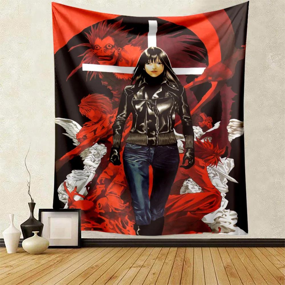 Death Note Main Character Collage Wall Tapestry L Misa with Shinigami Accents Room Decor for Seinen Anime Mystery Fans