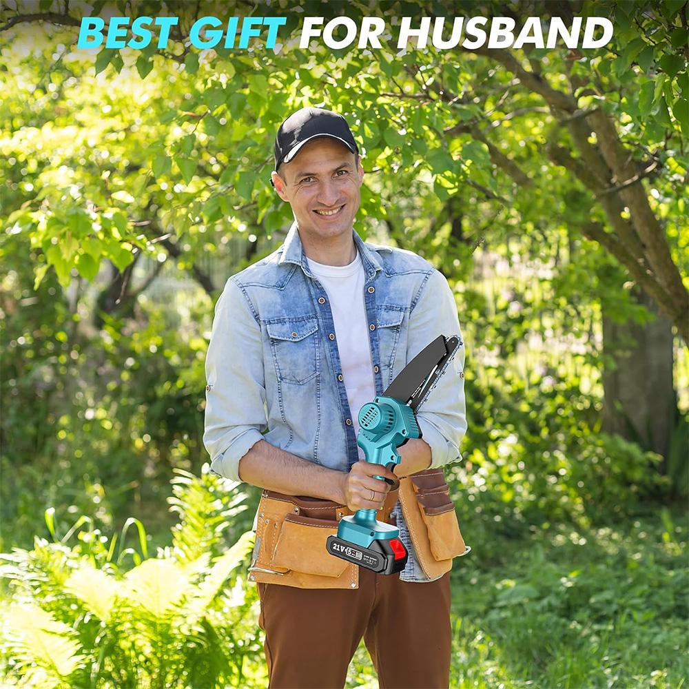 Seesii 6-Zoll Akku-Mini-Kettensäge Elektrische Kettensäge Baumstammtrimmen Holzschneiden für Makita 18V Akku-Pin