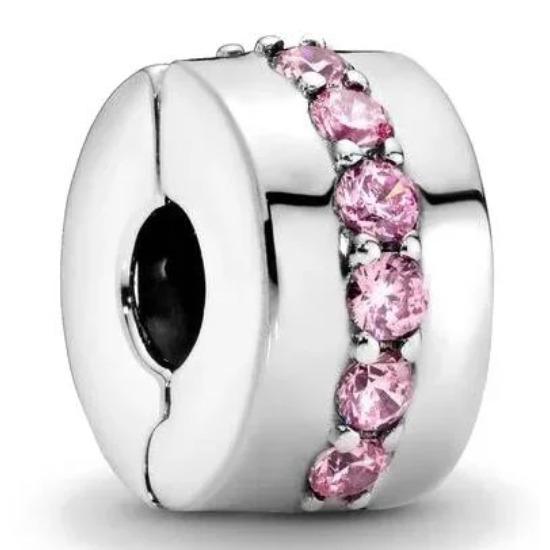 Charms Heart Beads Pink Dangle Charm Flower Pendant Diy Jewelry Fit Original Copper Bracelet Necklace Clip