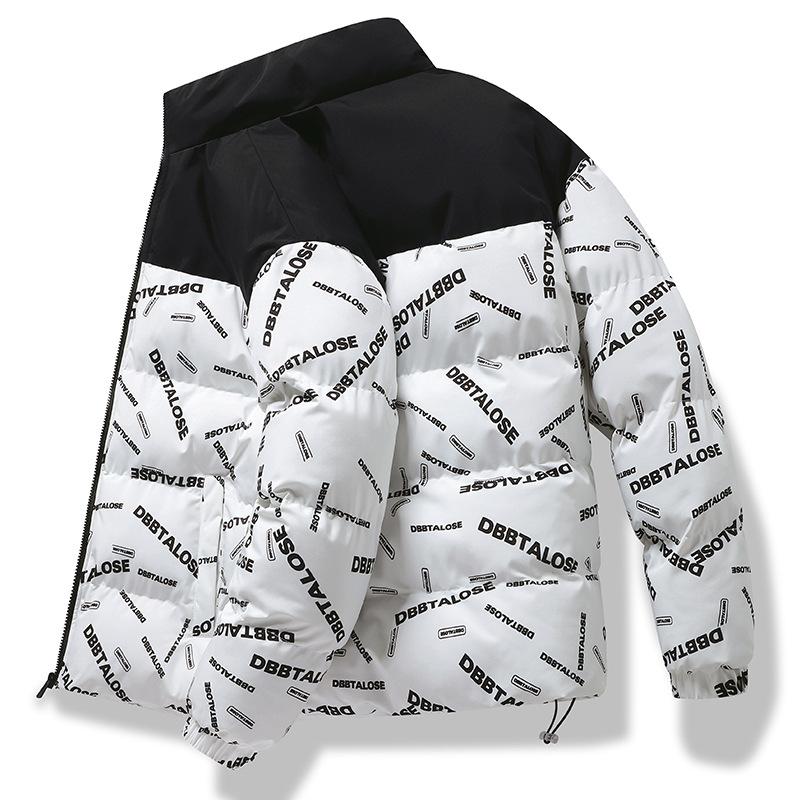 Ležérní pánská bavlněná bunda Jednobarevná Volná Zimní Denní Teplá