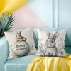 1Pc Easter Day Cushion Covers Polyester Rabbit Easter Eggs Pillow Cover For Sofa Chair Bed Car Easter Party Table Decoration