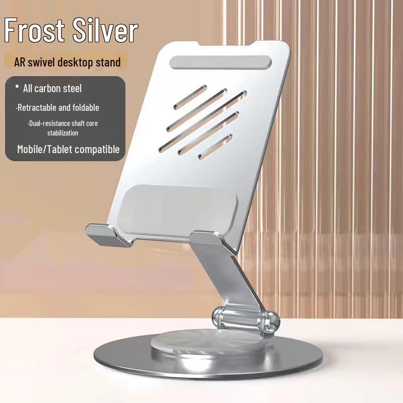 360° Rotating Foldable Metal Phone Stand for Desktop & Live Streaming