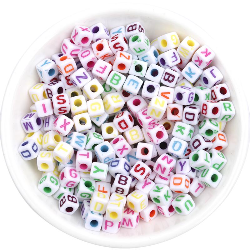 100pcs/Lot Mixed Round Flat Acrylic Letter Beads Alphabet Digital Cube Loose Spacer Beads For Jewelry Making Diy Bracelet