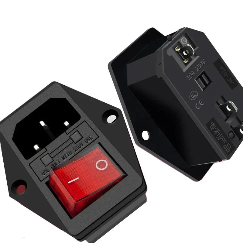 AC-Steckdose AC-01A-2 10A 250V Elektrischer Kippschalter Messingstecker mit Sicherungsanschluss für Computermontage-Steckdose