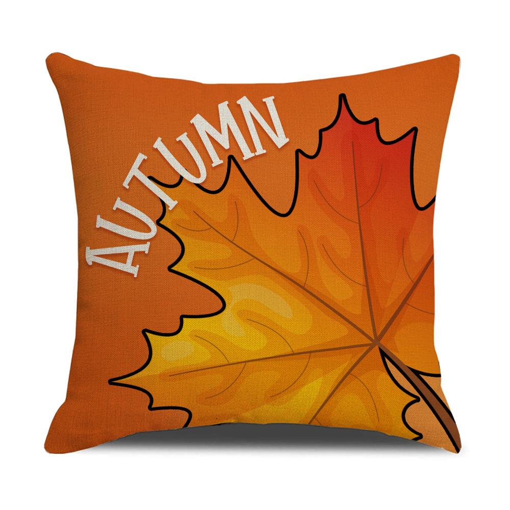Linen Orange Pumpkin Thanksgiving Pillowcase Autumn Harvest Festival Pillowcase Sofa Pillowcase Cushion