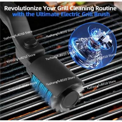 Cepillo eléctrico para parrilla mejorado, ajustable en ángulo, inalámbrico y recargable.
