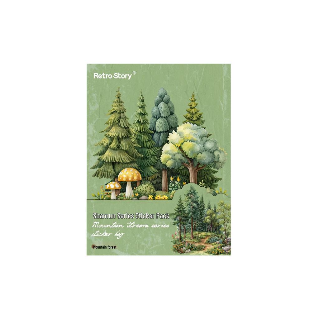 RetroStoryPET Mountain Stream Sticker Pack: Aquascaping & DIY Journal Decorations