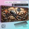 HYBXAXC Vintage Deep Sea Monster Extended Desk Mat Ocean Sea Monster Pattern Gaming MousePad Thick Lockedge Keyboard Mat