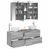 Bathroom Furniture Set 4 Pcs Grey Sonoma Engineered Wood and Glass