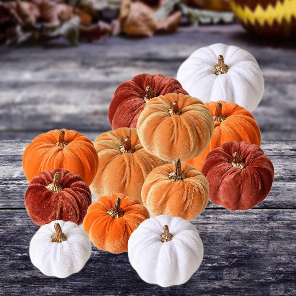 12 Pieces Foam Pumpkin Faux Pumpkins Decorative Halloween Crafting Artificial Fall