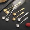Cherry Blossom Stainless Steel Spoon - Gold, Long-Handled Stirring or Short-Handled Floral Dessert Spoon