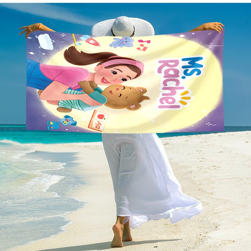 1pc Ms Rachel4 Beach Towel, Comfortable and Thick, and Swimming/Bath/Picnic/Camping Towel, Suitable for Seaside Beaches