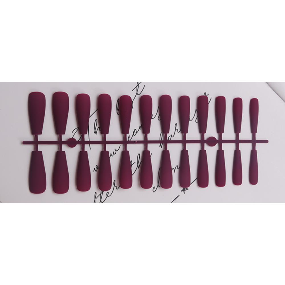 24pcs/set DIY Quick Nails Lengthened Ballet Matte T-shaped False Nails Multi-color Strips Finished Wear Manicure