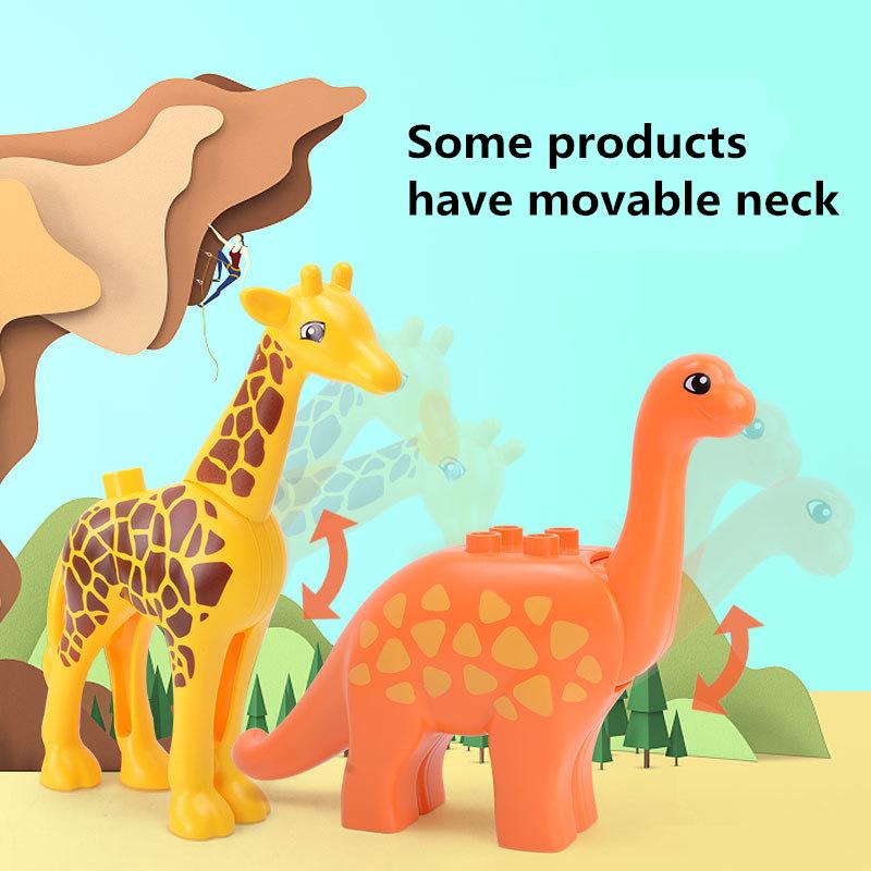 Large Particle Building Blocks Animal Scene Series Zoo World Tigier Lion Giraffe Whale Deer Bricks Toys  For Kids Christmas Gift