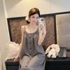 Summer thin cotton suspender skirt women's loose printed loungewear dress can be worn outside lazy pajamas plaid