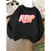 Kids Unisex Crewneck Sweatshirt, Vintage Glitter K-POP Letter Print Long Sleeve Pullover, Soft Fleece Kids Sweatshirt For Boys Girls Over 4 Years Old