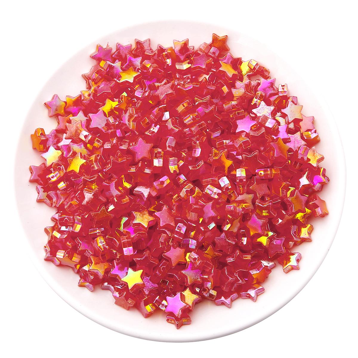 

100 шт. П’ятикутна зірка AB кольору у формі серця, акрилові розпірні намистини для виготовлення ювелірних виробів 8x9mm червоний