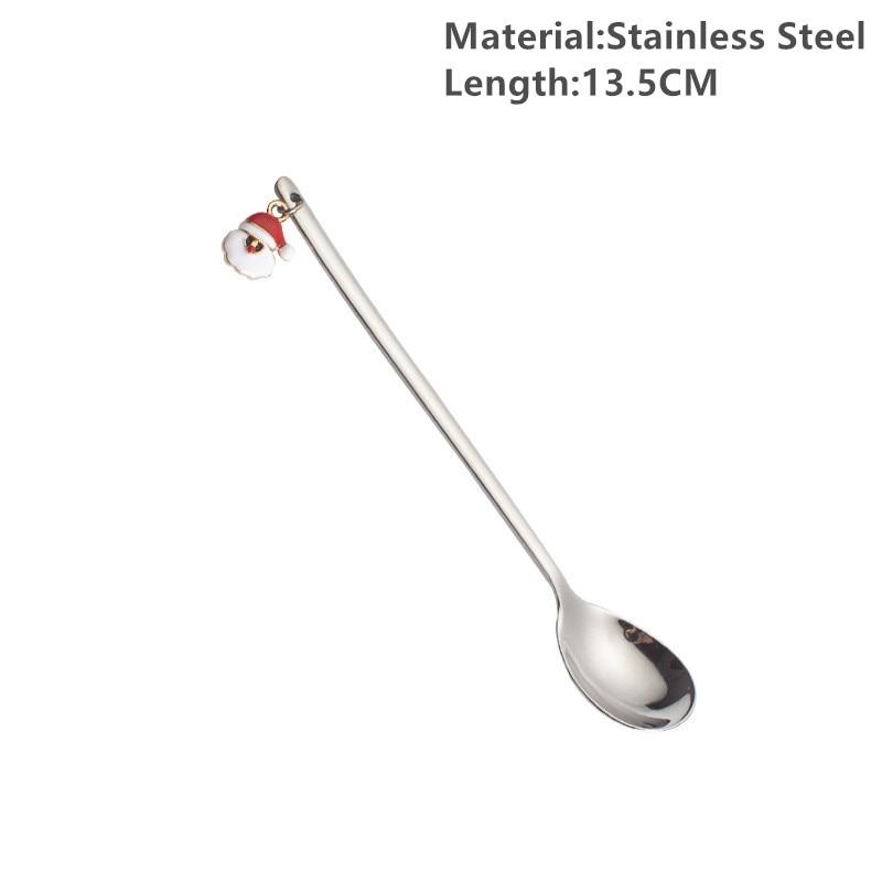 New Year 2021 Merry Christmas Stainless Steel Spoons Xmas Party Tableware Ornaments Christmas Decorations for Home Table Navidad Noel Gift