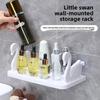 Household Creative Multifunctional Kitchen Bathroom Perforated Wall-mounted Swan Storage Rack