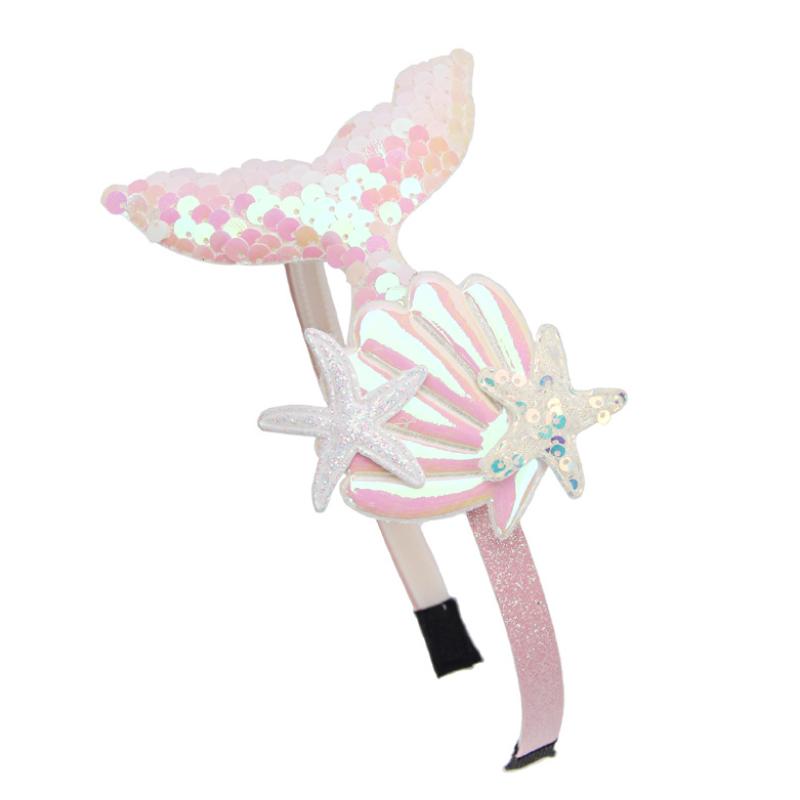 Girls Hairbands Mermaid Headwear Color Sequin Shells Shiny Princess Sweet Children's Hair Accessories Photo Prop Party Headbands