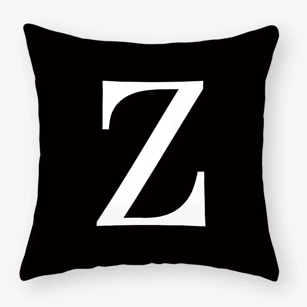 Black White Letters Sofa Decorative Cushion Cover Pillow Pillowcase Polyester 45*45Cm Throw Pillow Home Decor Pillowcover