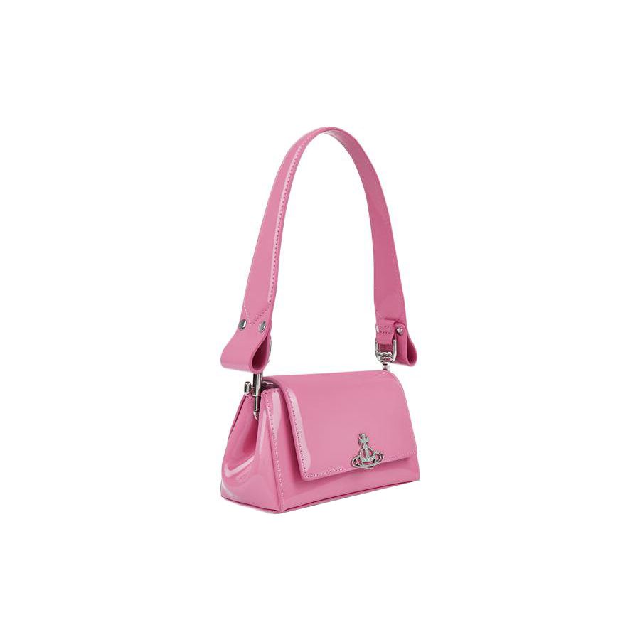 Vivienne Westwood Hazel Saturn Logo Detachable Shoulder Strap Two-Way Leather Shoulder Tote Bag Small Women handbags Pink 4304006RUL001OG406