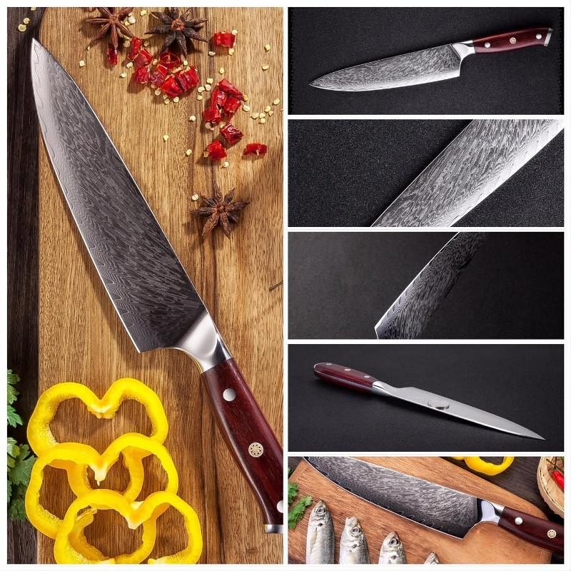 7.5'' Damascus Kitchen Knife 67 Layers VG10 Japanese Damascus Knives High Carbon Kitchen Chef Knife