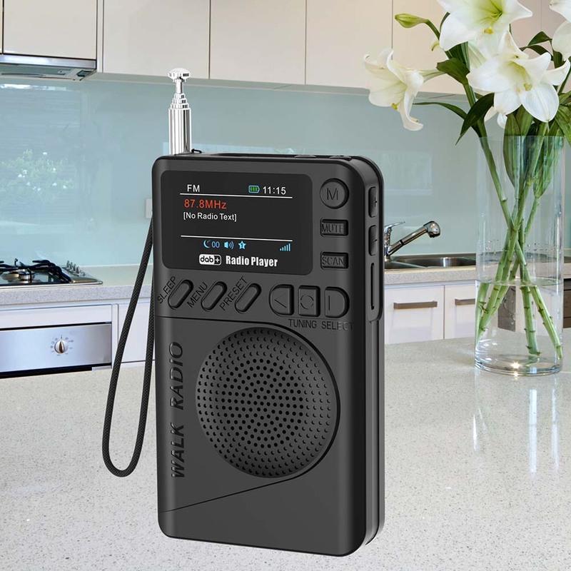 Mini DAB FM Digital Radio with Headphone Jack MP3 Player Rechargeable Color Screen Pocket Radio for Outdoor Camping Hiking