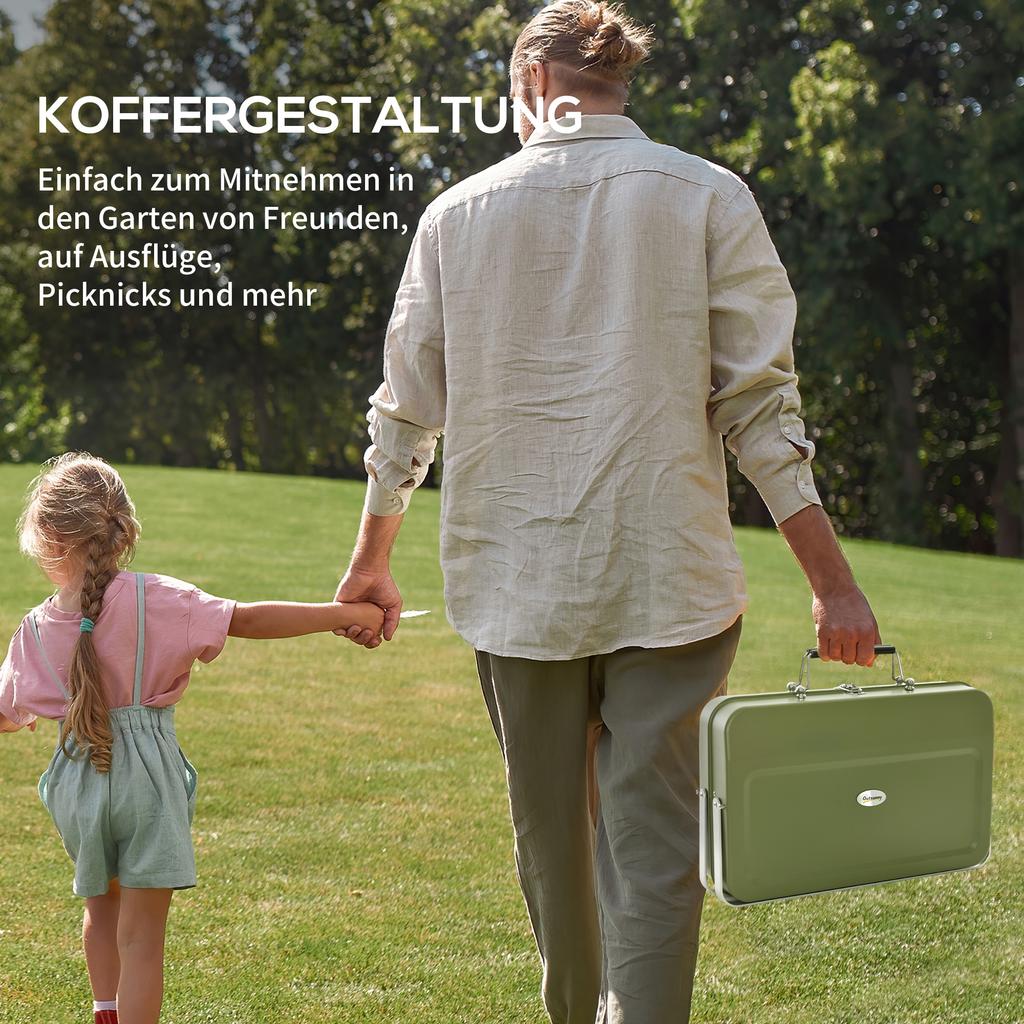 Metalen Geschikt-Stijl Draagbare Barbecue Grill - Groen