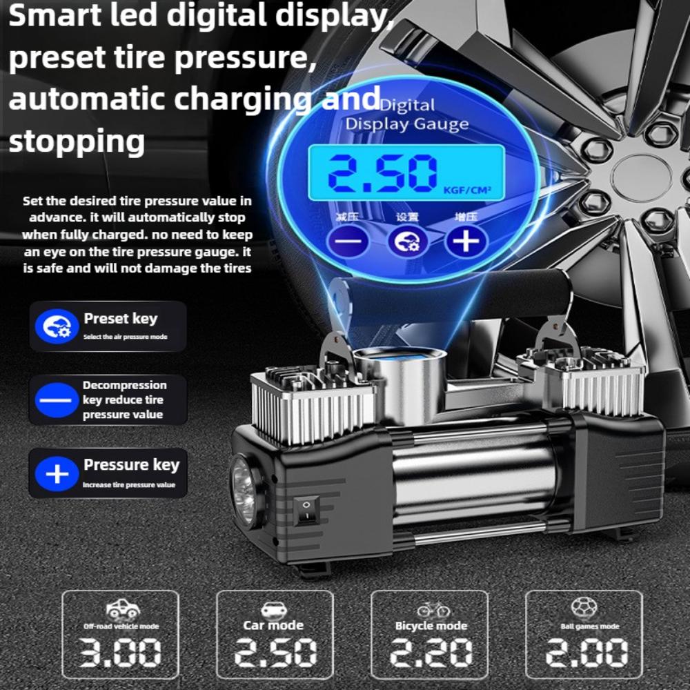 Vehicle Air Pump High Power Multifunctional Portable Electric Double Cylinder High Pressure Speed Punch Tire Air Pump for Automobile