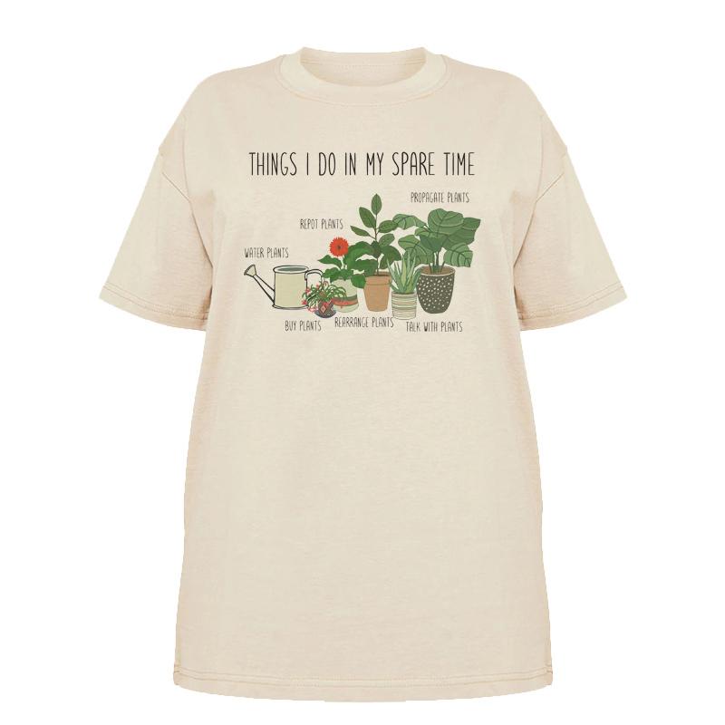 Garden Plant Print Botanical TShirt Cute Aesthetic Graphic Tees Casual Short Sleeve Funny T Shirt Women Cottagecore Clothes