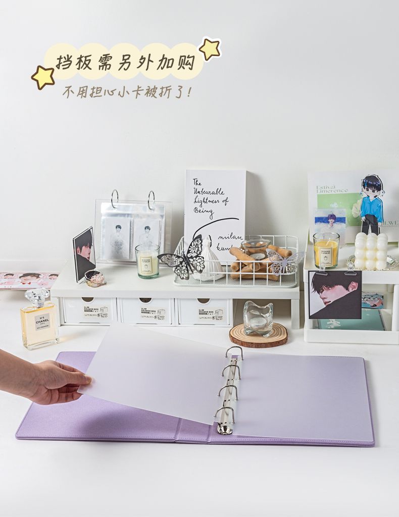 Sparkling PU Binder A4 Kpop Photocard Collect Book Large Capacity Card Holder Macaron PU Leather Idol Photo Album