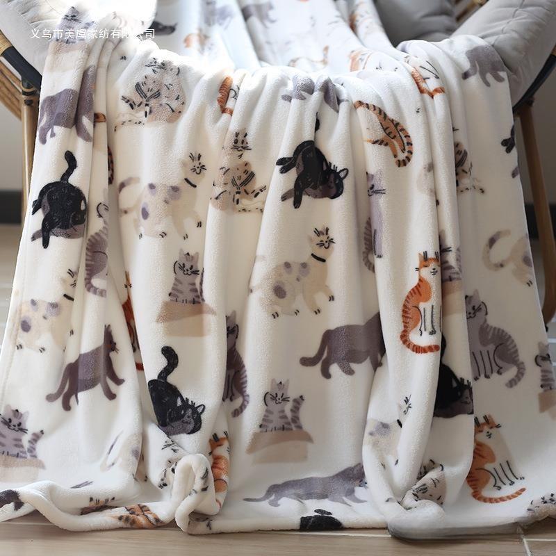 Modern Cartoon Cat Blankets Wide Flannel Soft Breathable Warm Cover Nap Blanket Camping Sofa Blanket Bedding Sheet Home Supplies