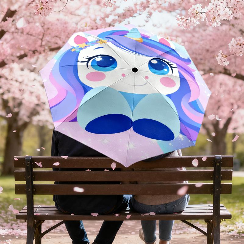 1pc Unicorn Fantasy Pattern Umbrella Design Automatic Opening and Closing Umbrella, High-quality Travel Umbrella, c1128167