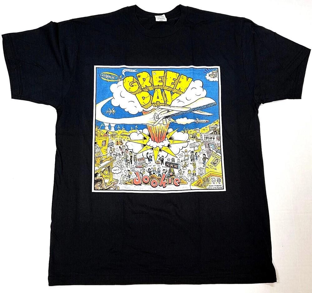 RARE! GREEN DAY T-shirt DOOKIE Punk Rock Tee Adult Men s Black New HOT TREND Unisex T-Shirt XXXL